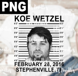 Koe wetzel February 28, 2016 tx-mugshot-PNG DIGITAL DOWNLOAD for sublimation or screens