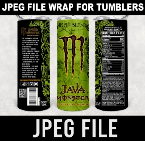 monster java irish blend label tumbler-jpeg  DIGITAL DOWNLOAD for sublimation or screens