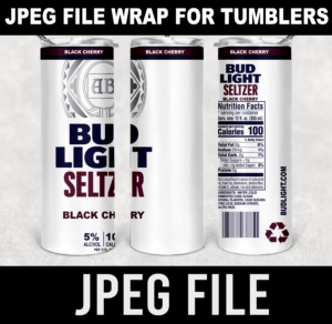 bud light seltzer black cherry label for sublimation tumbler