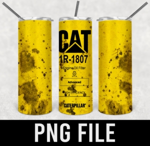 cat oil filter label-1r-1807-for tumbler-PNG DIGITAL DOWNLOAD for sublimation or screens