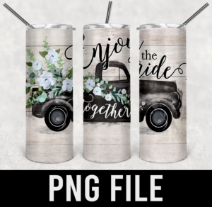 enjoy the ride together-watercolor vintage floral truck-JPG DIGITAL DOWNLOAD for sublimation or screens