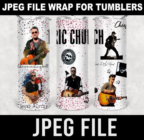 eric church-tumbler wrap-glitter-jpeg DIGITAL DOWNLOAD for sublimation or screens