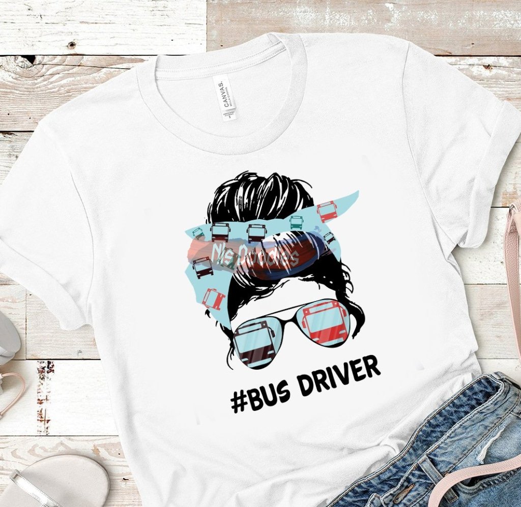 Bus Driver Wife Messy Bun-Png Digital Download For Sublimation Or Screens Design