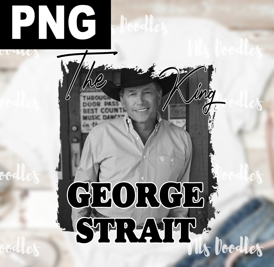 the king-george strait-black and white-png DIGITAL DOWNLOAD for sublimation  or screens – Nls doodles