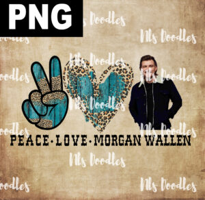 peace love morgan wallen-blue wood cowboy-leopard-PNG DIGITAL DOWNLOAD for sublimation