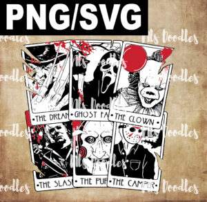 the horror cards-the dreamer the clown the ghost-PNG DIGITAL DOWNLOAD for sublimation or screens