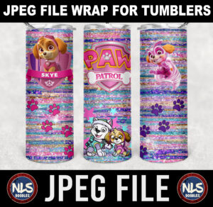 skye paw patrol glitter-cute for kids-20oz tumbler-jpeg- DIGITAL DOWNLOAD for sublimation and waterslide