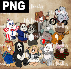 care bears horror movies inspired -12 png file- DIGITAL DOWNLOAD for sublimation or screens