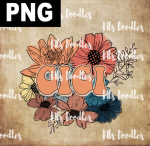 gigi mimi vintage floral-PNG DIGITAL DOWNLOAD for sublimation or screens