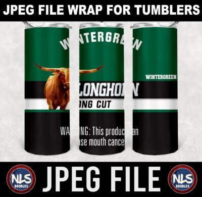 wintergreen longhorne longcut-20oz tumbler wrap-jpeg- DIGITAL DOWNLOAD for sublimation and waterslide