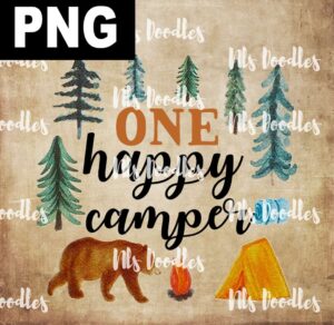 one happy camper-watercolor -PNG DIGITAL DOWNLOAD for sublimation or screens