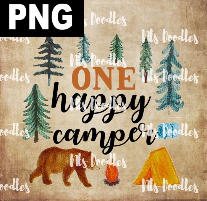 one happy camper-watercolor -PNG DIGITAL DOWNLOAD for sublimation or ...