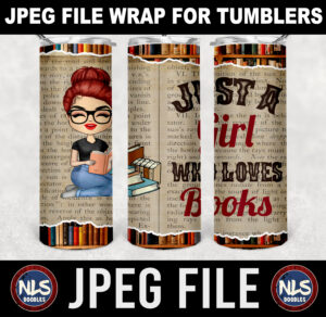 just a girl who loves books-red bun version-jpeg- DIGITAL DOWNLOAD for sublimation