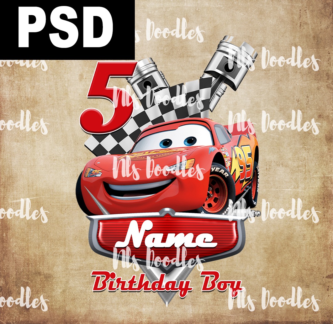cars – birthday PSD editable template DIGITAL DOWNLOAD for sublimation ...