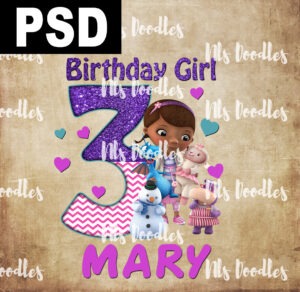 Doc McStuffins-birthday PSD editable template DIGITAL DOWNLOAD for sublimation or screens