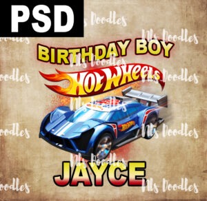 hot wheels - birthday PSD editable template DIGITAL DOWNLOAD for sublimation or screens