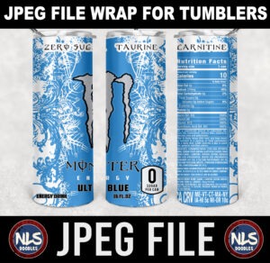 Monster energy drink ultra blue-20oz tumbler wrap-jpeg- DIGITAL DOWNLOAD for sublimation and waterslide