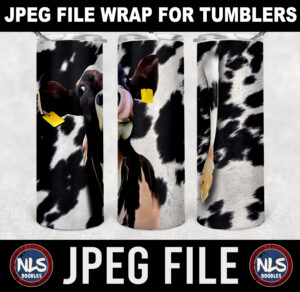 Full cow body -black and white cowhide -20oz tumbler wrap-jpeg- DIGITAL DOWNLOAD for sublimation and waterslide