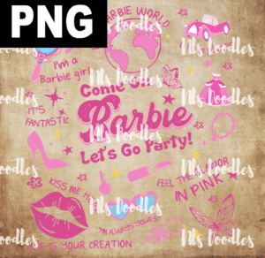 barbie items pink PNG File DIGITAL DOWNLOAD for sublimation or screens