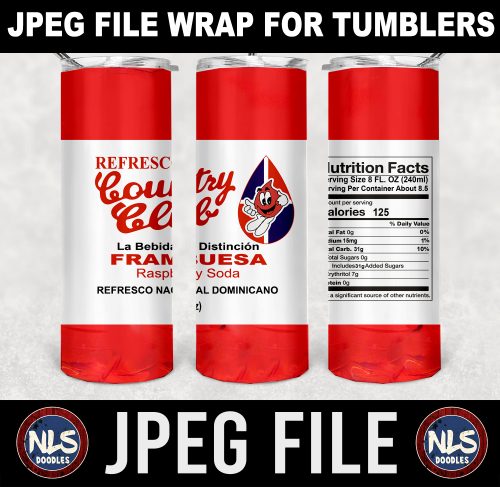 refrescos country club soda label -20oz tumbler wrap-jpeg- DIGITAL DOWNLOAD for sublimation and waterslide