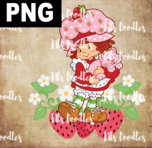 strawberry shortcake cartoon and strawberries-PNG File DIGITAL DOWNLOAD for sublimation or screens