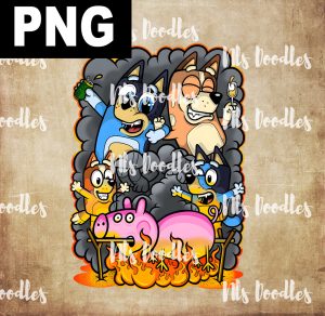 bluey vampire coking peppa pig -PNG File DIGITAL DOWNLOAD for sublimation or screens