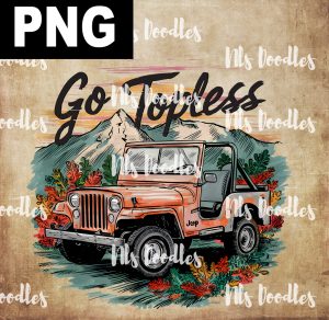 go topless-jeep in mountain floral -PNG File DIGITAL DOWNLOAD for sublimation or screens - Copy