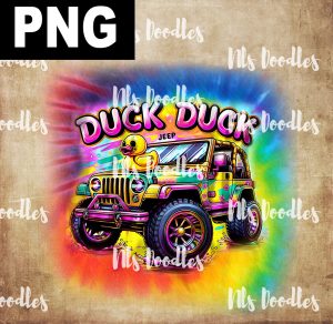 duck duck jeep tie dye-colorful -PNG File DIGITAL DOWNLOAD for sublimation or screens