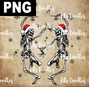 CHRISTMAS SKELETONS  PNG DIGITAL DOWNLOAD for sublimation or screens