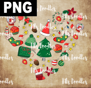 Christmas Heart  PNG DIGITAL DOWNLOAD for sublimation or screens