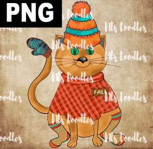 FALL CAT  PNG DIGITAL DOWNLOAD for sublimation or screens