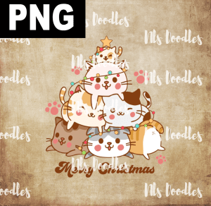 Merry Christmas Cats  PNG DIGITAL DOWNLOAD for sublimation or screens