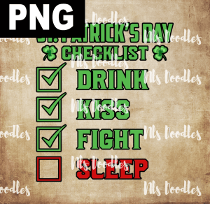 ST. PATRICKS DAY CHECKLIST  PNG DIGITAL DOWNLOAD for sublimation or screens