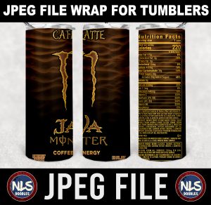 Java Monster Café Latte  label wrap-DIGITAL DOWNLOAD for sublimation or screens