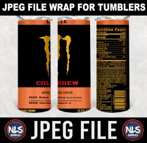 Java Monster Cold Brew Latte  label wrap-DIGITAL DOWNLOAD for sublimation or screens