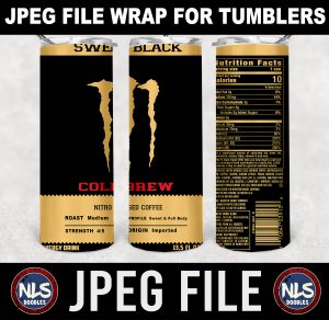 Java Monster Cold Brew Sweet Black  label wrap-DIGITAL DOWNLOAD for sublimation or screens