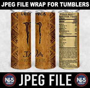 Java Monster Loca Moca  label wrap-DIGITAL DOWNLOAD for sublimation or screens