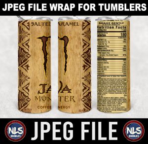 Java Monster Salted Caramel  label wrap-DIGITAL DOWNLOAD for sublimation or screens