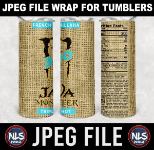 Java Monster Triple Shot French Vanilla  label wrap-DIGITAL DOWNLOAD for sublimation or screens
