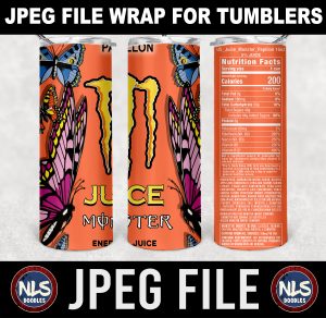 Juice Monster Papillon  label wrap-DIGITAL DOWNLOAD for sublimation or screens