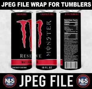 Monster Energy Reserve Watermelon  label wrap-DIGITAL DOWNLOAD for sublimation or screens