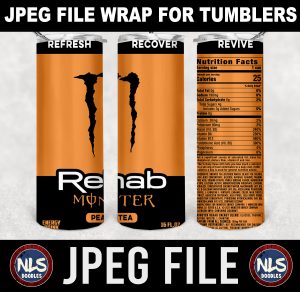 Rehab Monster Peach Tea  label wrap-DIGITAL DOWNLOAD for sublimation or screens