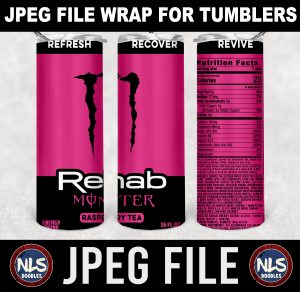 Rehab Monster Raspberry Tea  label wrap-DIGITAL DOWNLOAD for sublimation or screens