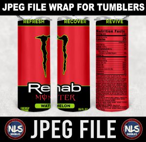 Rehab Monster Watermelon   label wrap-DIGITAL DOWNLOAD for sublimation or screens
