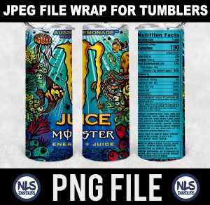 Juice Monster Aussie Style Lemonade   label wrap-DIGITAL DOWNLOAD for sublimation or screens
