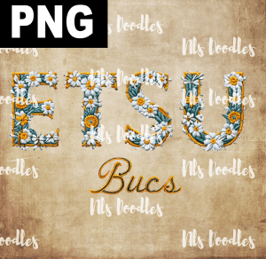 etsu bucks floral embroidery effect  - PNG DIGITAL DOWNLOAD for sublimation or screens