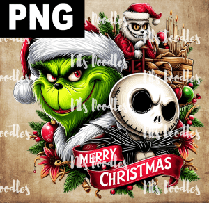 grinch and jack merry christmas - PNG DIGITAL DOWNLOAD for sublimation or screens