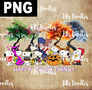 happy everything-snoopy all seasons fall christmas - PNG DIGITAL DOWNLOAD for sublimation or screens
