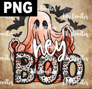 hey boo orange ghost halloween - PNG DIGITAL DOWNLOAD for sublimation or screens