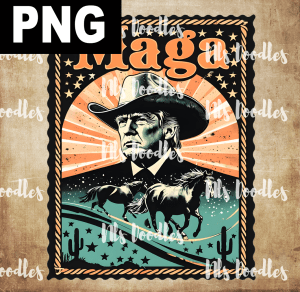 maga trump western style poster - PNG DIGITAL DOWNLOAD for sublimation or screens